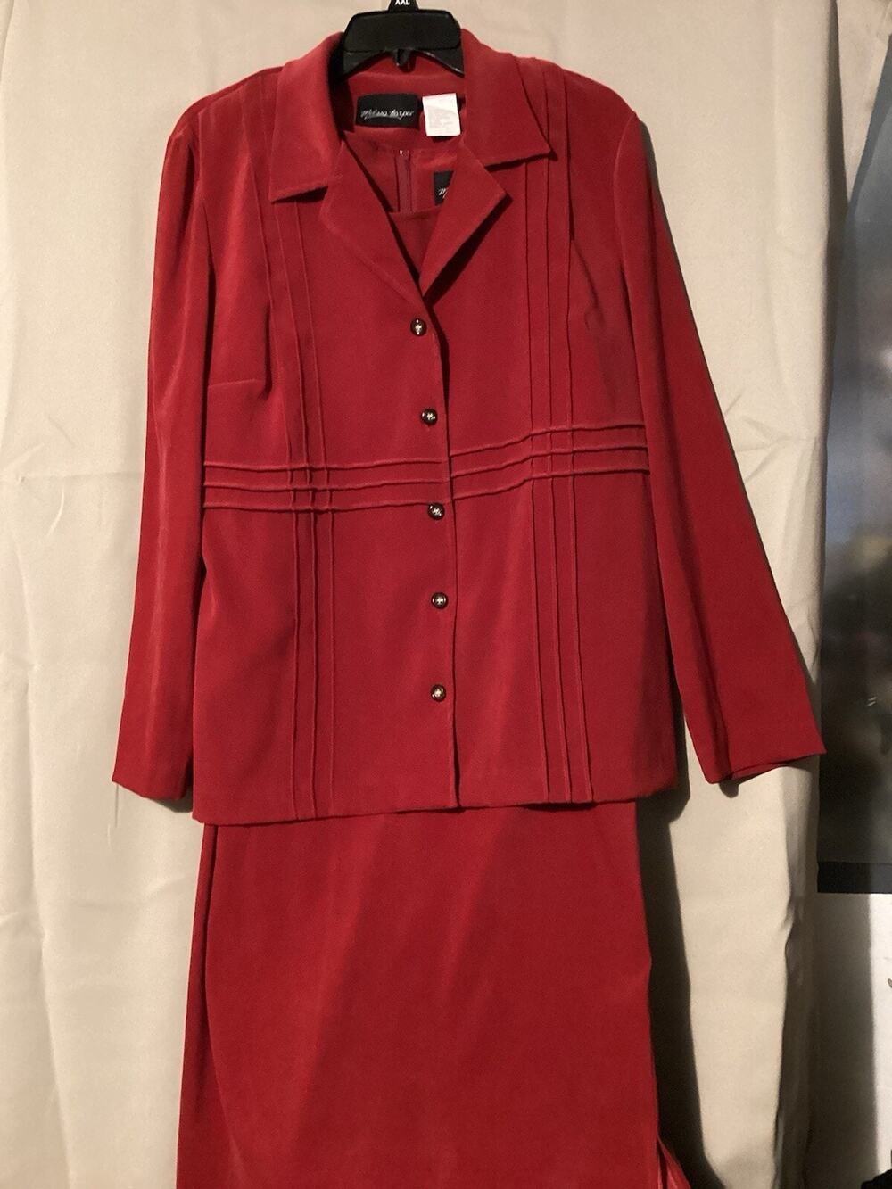 Two Piece Jacket & Dress Set Long SZ 12 Christmas Holiday Festive Slit Sides